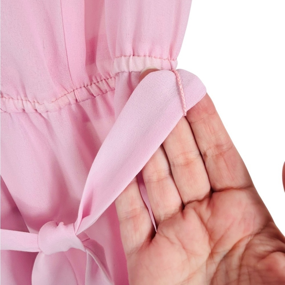 Pink sheer flowy dress, XS-S, Romantic Ruffles, Feminine Whimsy Vintage Vibe - Picture 7 of 9
